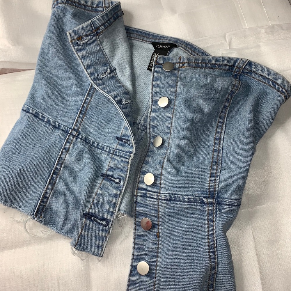 Size S Jean button up shirt/corset